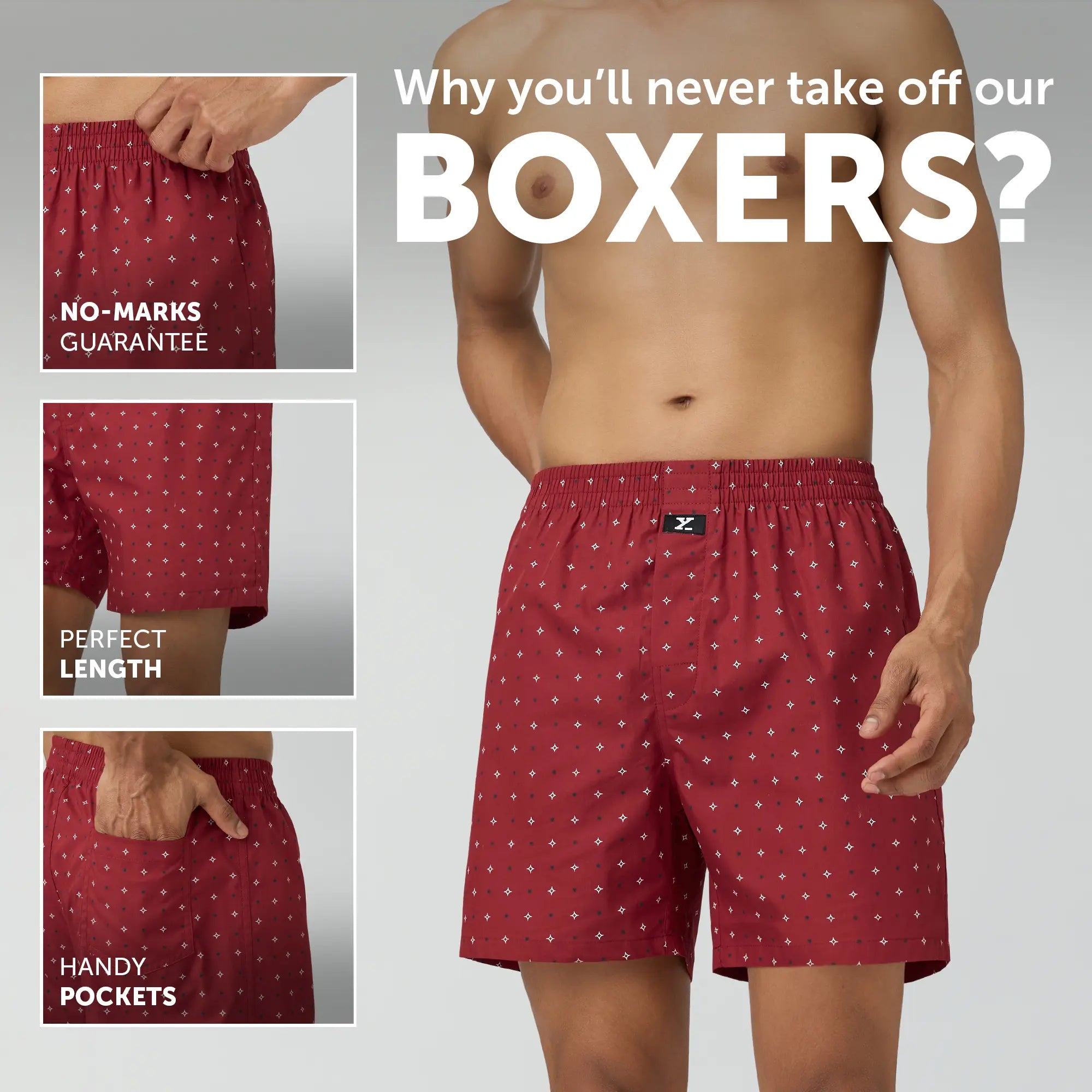Astor Lounge Inner Boxers Starry Maroon