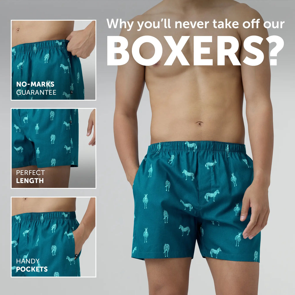 Remix Cotton Boxers Zebra Blue