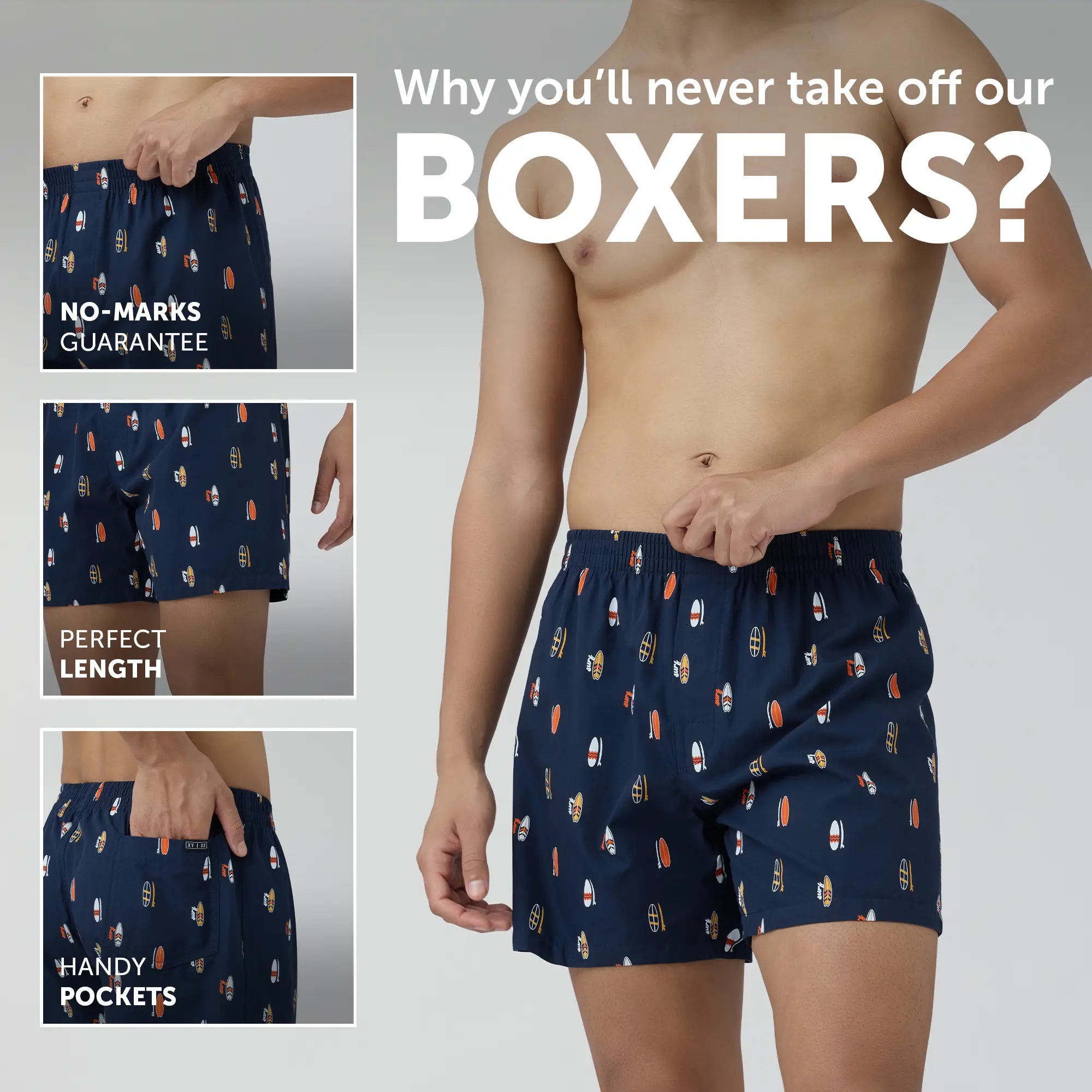 Splash Cotton Boxers - Surfboard Blue