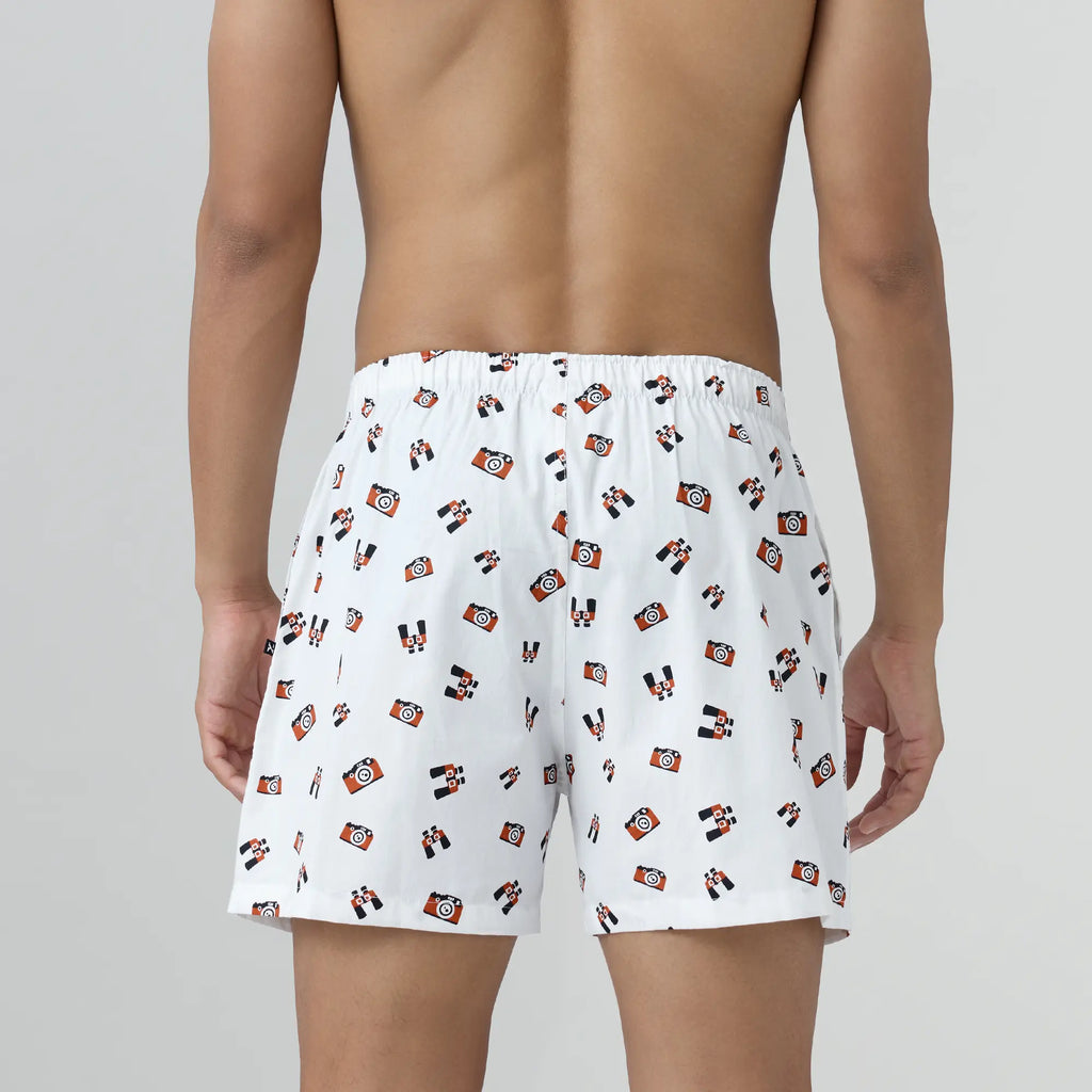 Remix Cotton Boxers Camera White