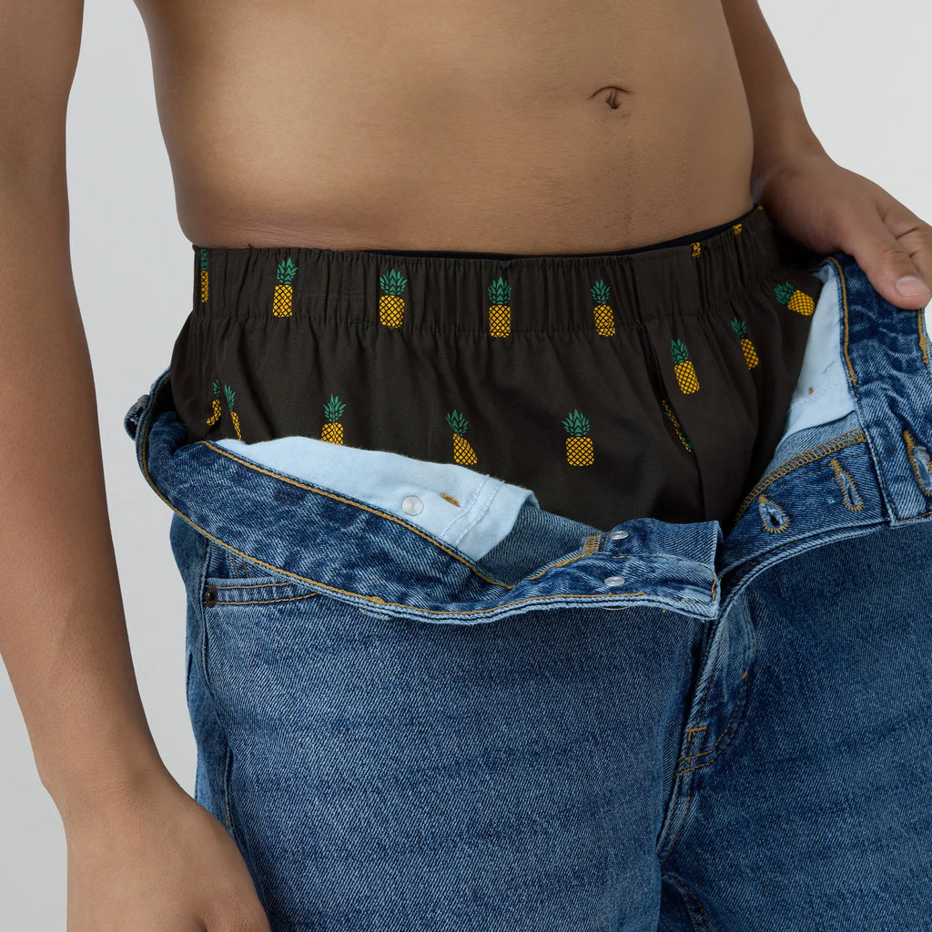 Remix Cotton Boxers Pineapple Black