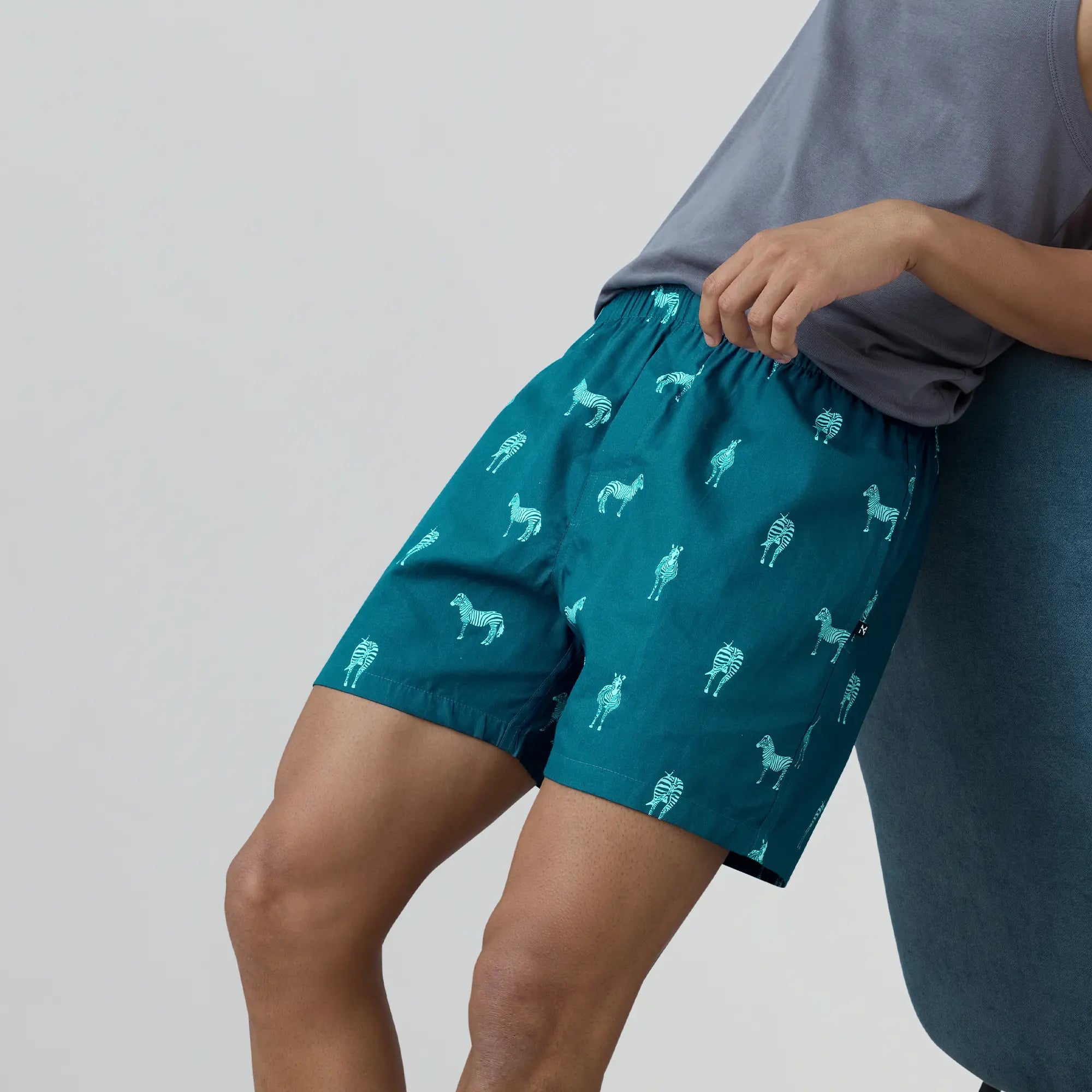 Remix Cotton Boxers Zebra Blue